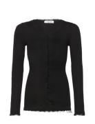 Rkbalta Modal Ls Lace Cardigan Tops T-shirts Long-sleeved T-shirts Bla...