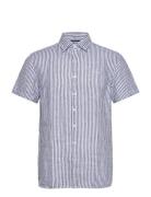 Linen Shirt Short Sleeve Tops Shirts Short-sleeved Navy Sebago