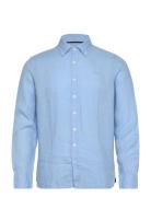 Linen Shirt Tops Shirts Casual Blue Sebago