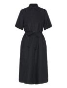 Reg Linen Ss Shirt Dress Polvipituinen Mekko Black GANT