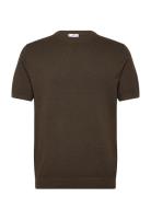 Cotton Fine-Knit T-Shirt Tops Knitwear Round Necks Brown Mango