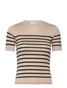 Short-Sleeved Fine-Knit Sweater Tops Knitwear Jumpers Brown Mango