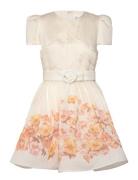 Vanna Pouf Sleeve Mini Dress Lyhyt Mekko Cream Malina