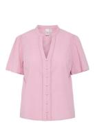 Yastia Ss Top S. Noos Tops Blouses Short-sleeved Pink YAS