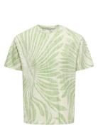 Onszeke Life Reg Washed Ss Aop Tee Tops T-shirts Short-sleeved Green O...