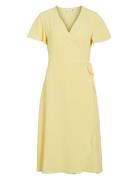 Vilovie S/S Wrap Midi Dress - Noos Polvipituinen Mekko Yellow Vila