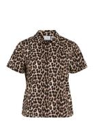 Vivalencia Lio S/S Shirt Tops Blouses Short-sleeved Brown Vila