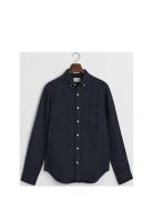 Reg Gmnt Dyed Linen Shirt Tops Shirts Casual Navy GANT