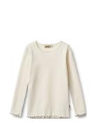 T-Shirt L/S Ida Tops T-shirts Long-sleeved T-shirts White Wheat