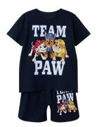 Nmmmaze Paw Ss Nightset Cplg Tops T-shirts Short-sleeved Black Name It