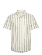 Short-Sleeved Cuban Shirt Tops Shirts Short-sleeved Beige Revolution