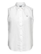 Classic Fit Sleeveless Oxford Shirt Tops Blouses Sleeveless White Polo...