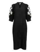Objnaja Re 2/4 V-Neck Midi Dress 138 Polvipituinen Mekko Black Object