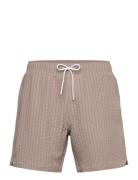 Pull-On Wide Seersucker Swim Trunk Uimashortsit Beige Abercrombie & Fi...