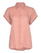 Relaxed Fit Linen Short-Sleeve Shirt Tops Shirts Short-sleeved Pink La...