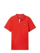 Basic Poloshirt Tops Polos Short-sleeved Red Tom Tailor