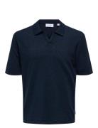 Onsgeorge Reg 12 Linen Ss Polo Knit Tops Polos Short-sleeved Navy ONLY...