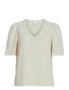 Vimarcella V-Neck 2/4 Top/R Tops Blouses Short-sleeved White Vila