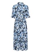 Kamira Plain Weave Dress Printed Maksimekko Juhlamekko Blue Kaffe