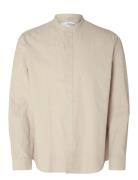 Slhregsun Shirt Ls Band Tops Shirts Casual Beige Selected Homme