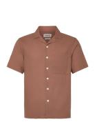 Sdallan Cuba Tops Shirts Short-sleeved Brown Solid