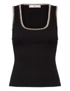 Low-Cut Top With Contrasting Trim Tops T-shirts & Tops Sleeveless Blac...