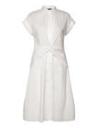 Twist-Front Cotton-Blend Shirtdress Polvipituinen Mekko White Lauren R...