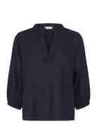 Linen Ss Blouse Tops Blouses Long-sleeved Navy GANT