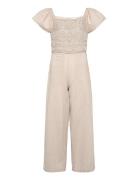 Jumpsuit With Crochet Detail Jumpsuit Haalari Beige Mango