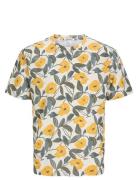 Joralmeria Aop Tee Ss Crew Neck Jnr Tops T-shirts Short-sleeved Yellow...