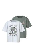 Nmmvagno 2P Ss Loose Top Tops T-shirts Short-sleeved Green Name It