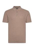 Knitted Cable Polo S/S Tops Polos Short-sleeved Beige Lindbergh Black