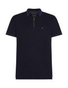 Mercerised Pique Zip Reg Polo Tops Polos Short-sleeved Navy Tommy Hilf...