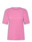Fqfenja-Tee-Puff Tops T-shirts & Tops Short-sleeved Pink FREE/QUENT