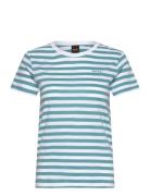 C_Esla_Striped Tops T-shirts & Tops Short-sleeved Blue BOSS