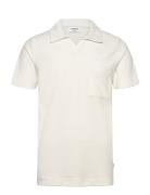 Terry Pique W Split Neck Tops Polos Short-sleeved White Lindbergh