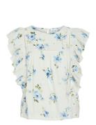 Viprinted O-Neck S/L Top/Ka Tops Blouses Sleeveless White Vila