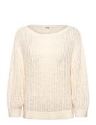 Loose Open-Knit Side Slit Sweater Tops Knitwear Jumpers White Monki