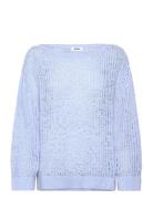 Loose Open-Knit Side Slit Sweater Tops Knitwear Jumpers Blue Monki
