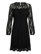 Crkit Lace Ls Dress - Zally Fit Lyhyt Mekko Black Cream