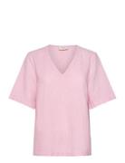 Fqlava-Blouse Tops Blouses Short-sleeved Pink FREE/QUENT
