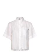 Ess Linen Relaxed S/S Shirt Tops T-shirts & Tops Short-sleeved White T...