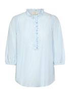 Fqrolly-Blouse Tops Blouses Long-sleeved Blue FREE/QUENT