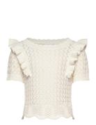 Top Knitted With Flounce Tops T-shirts Short-sleeved White Lindex