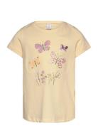 Top Ss Sequins And Flowers Tops T-shirts Short-sleeved Yellow Lindex