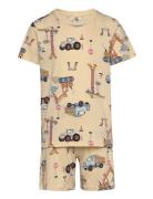 Pyjama Tee Shorts Vehicle Boat Pyjamasetti Pyjama Beige Lindex