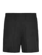 Pleated High-Rise Cotton-Blend Short Bottoms Shorts Casual Shorts Blac...