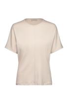 Glass Top Tops T-shirts & Tops Short-sleeved Cream Residus