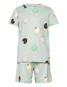 Pyjama Tee Shorts Set Aop Summ Pyjamasetti Pyjama Green Lindex