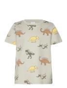 Top Ss Dinos Aop Tops T-shirts Short-sleeved Green Lindex